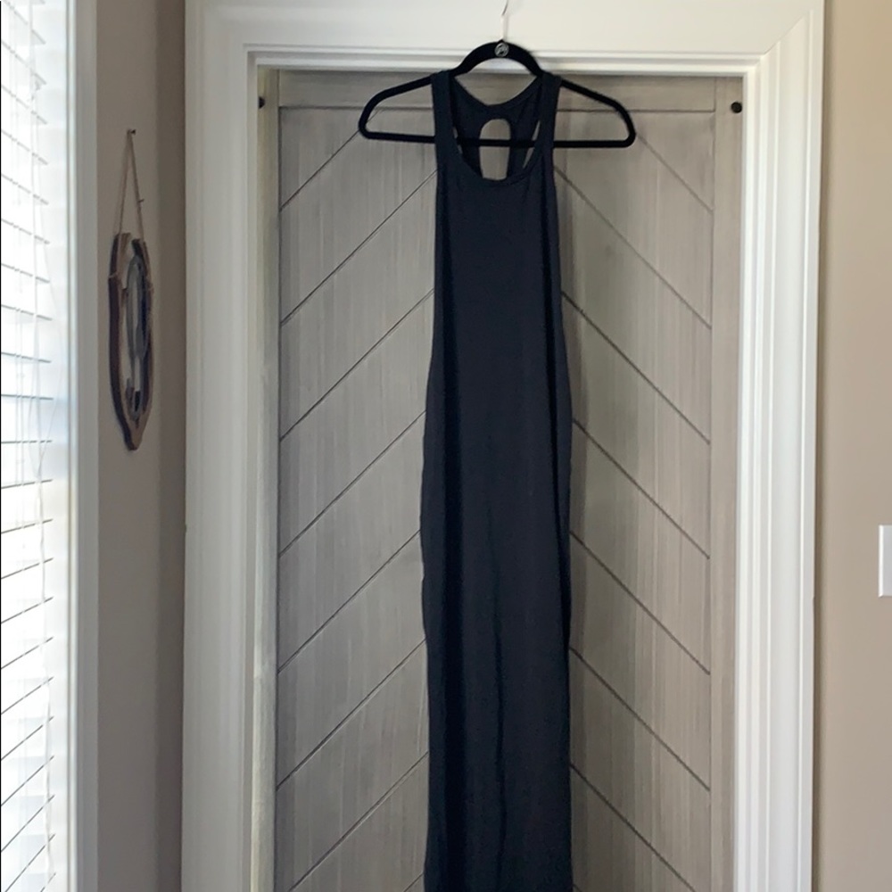 Razor back lulu long black dress with side slits
